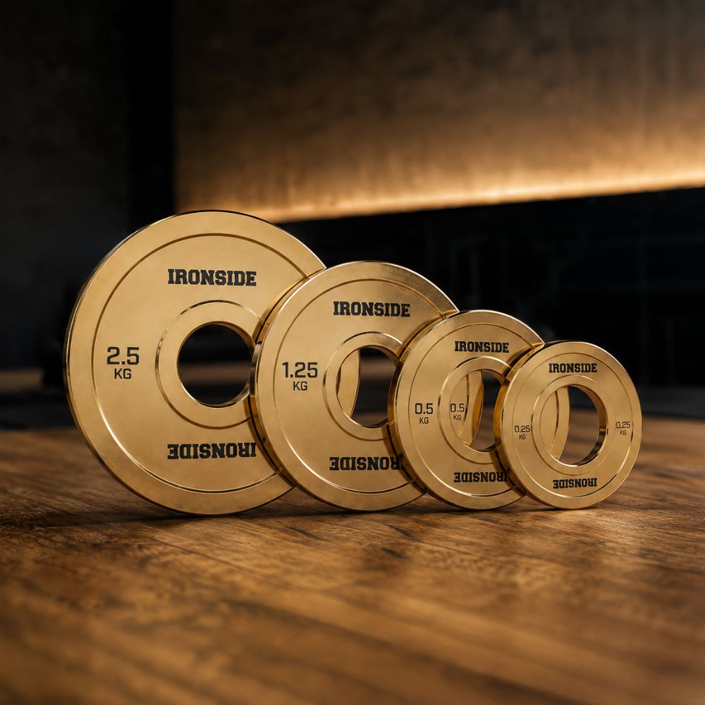 Par de Discos Olímpicos Fraccionados Gold Chromed IRONSIDE: microcarga premium para progresar con precisión