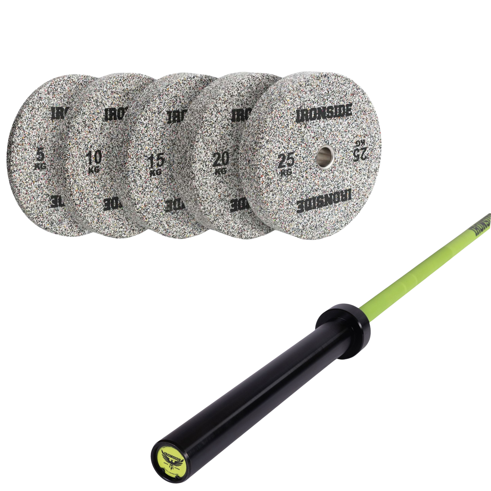 Pack IRONSIDE Barra 20 KG + Set Discos Olímpicos (KG)