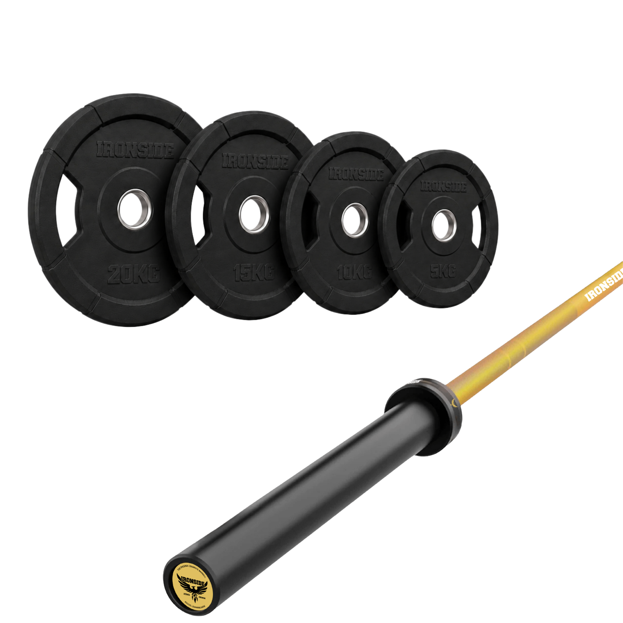 Pack IRONSIDE Barra 20 KG + Set Discos Olímpicos (KG)
