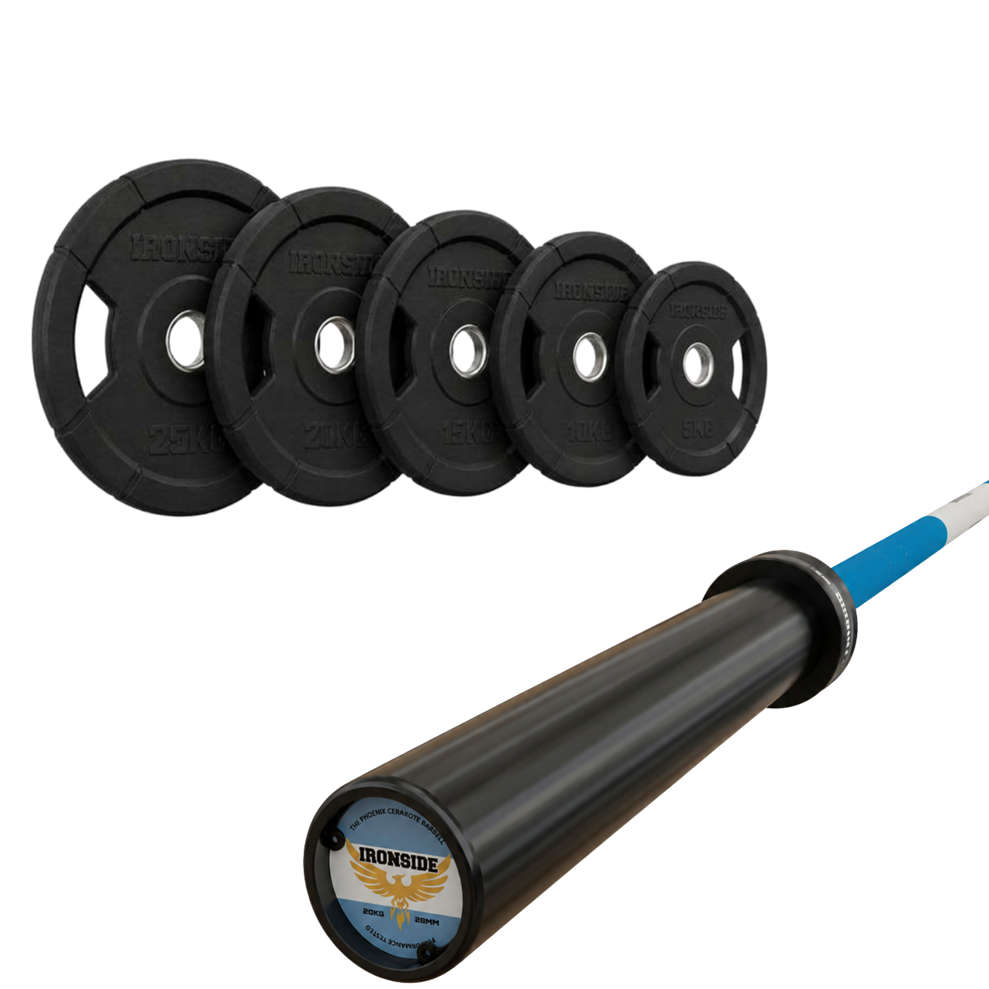 Pack IRONSIDE Barra 20 KG + Set Discos Olímpicos (KG)