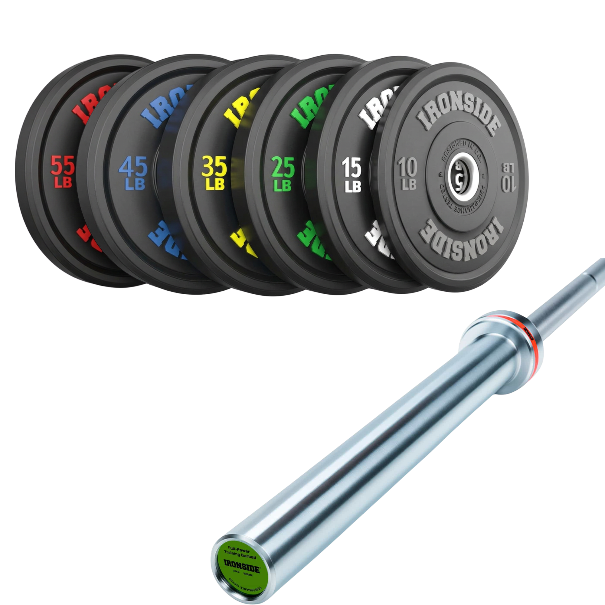Pack IRONSIDE Barra 20 KG + Set Discos Olímpicos (LB)