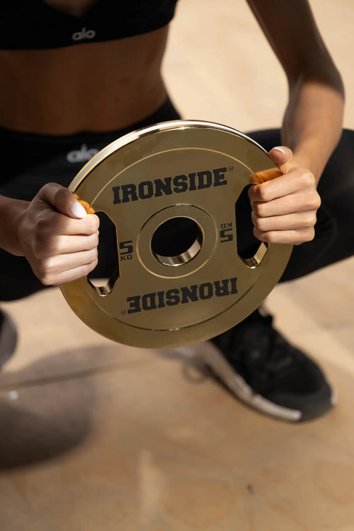 Disco Olímpico Premium Gold Chromed IRONSIDE 5 A 25 KG