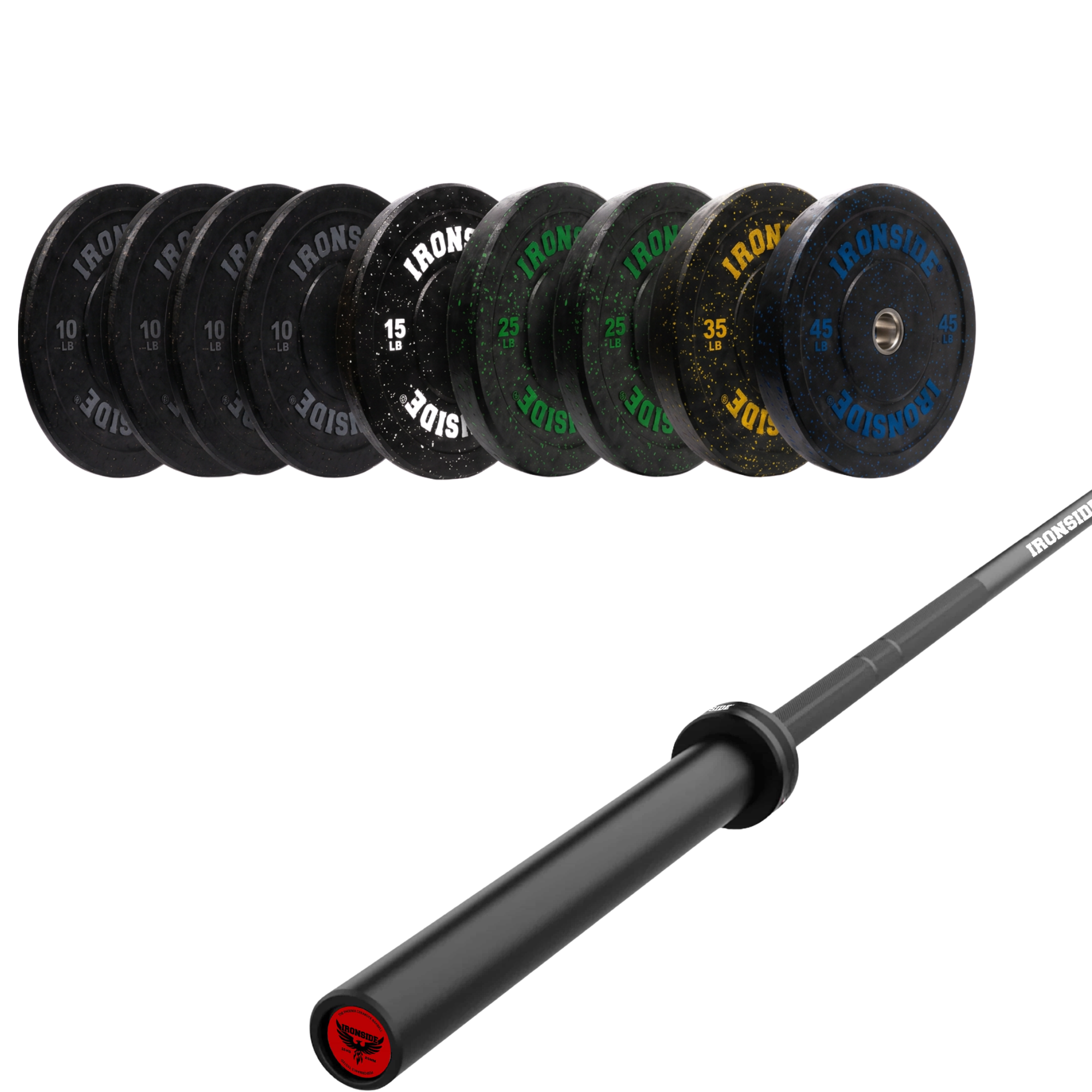 Pack IRONSIDE Barra 15 KG + Set Discos Olímpicos (LB)