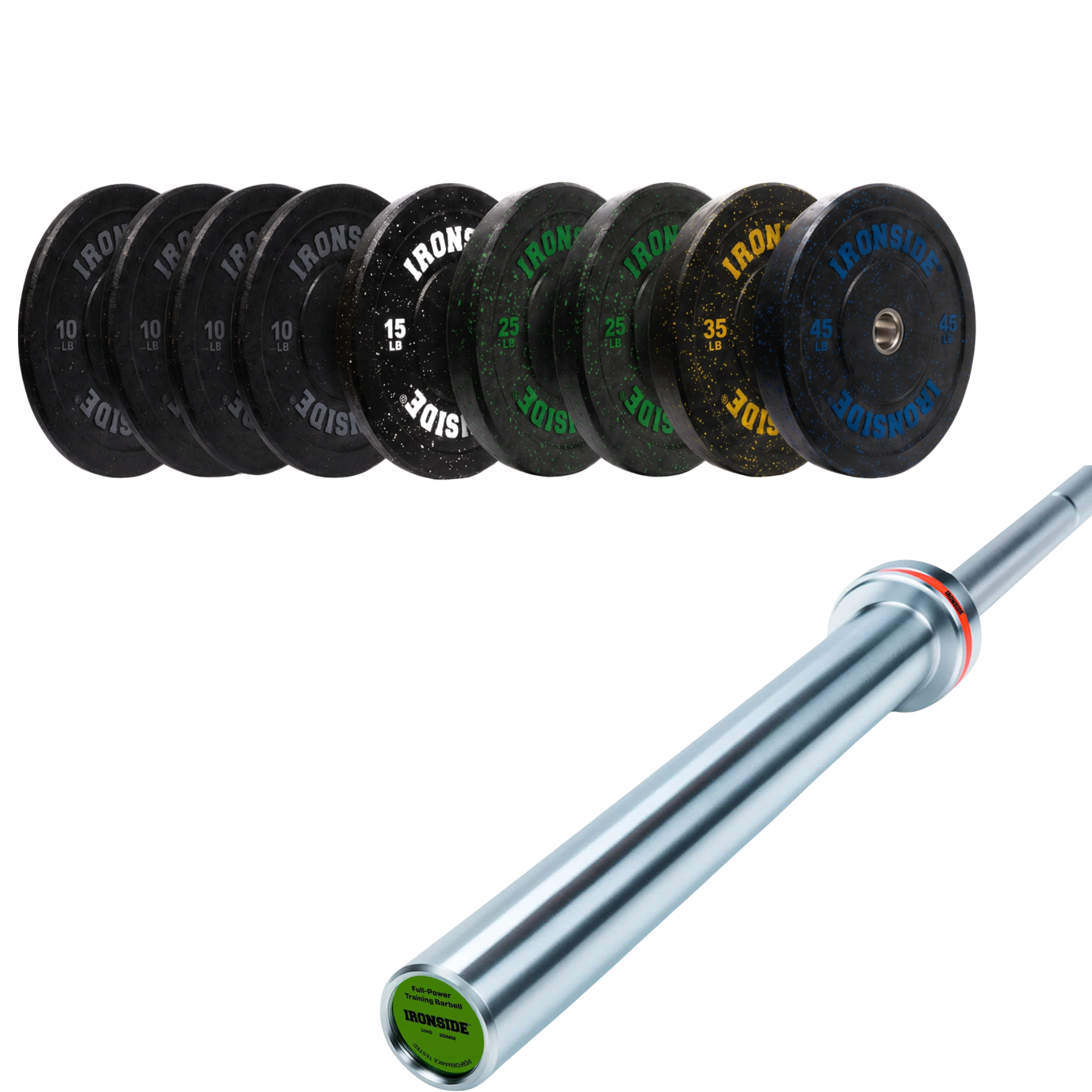 Pack IRONSIDE Barra 15 KG + Set Discos Olímpicos (LB)