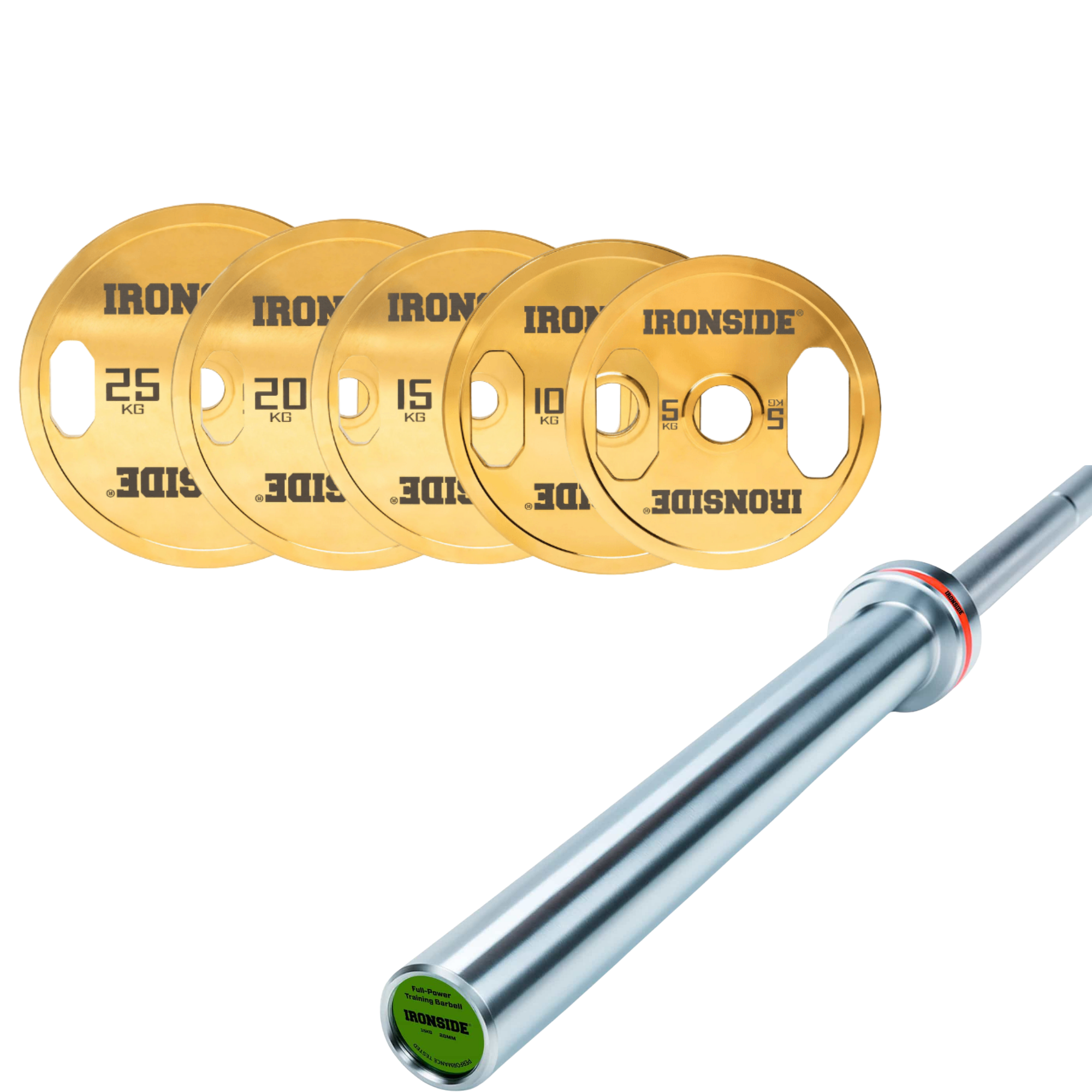 Pack IRONSIDE Barra 20 KG + Set Discos Olímpicos (KG)