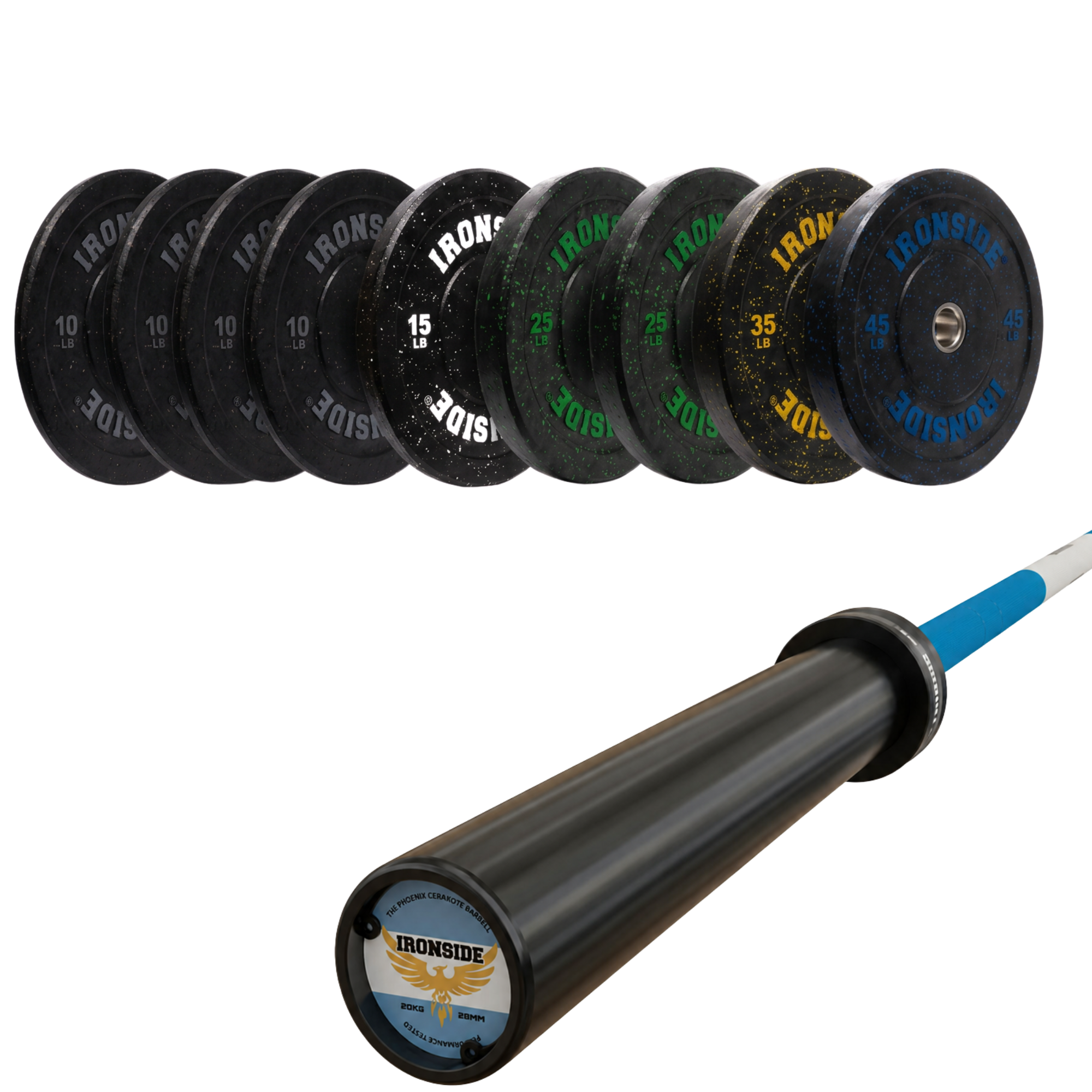 Pack IRONSIDE Barra 20 KG + Set Discos Olímpicos (LB)