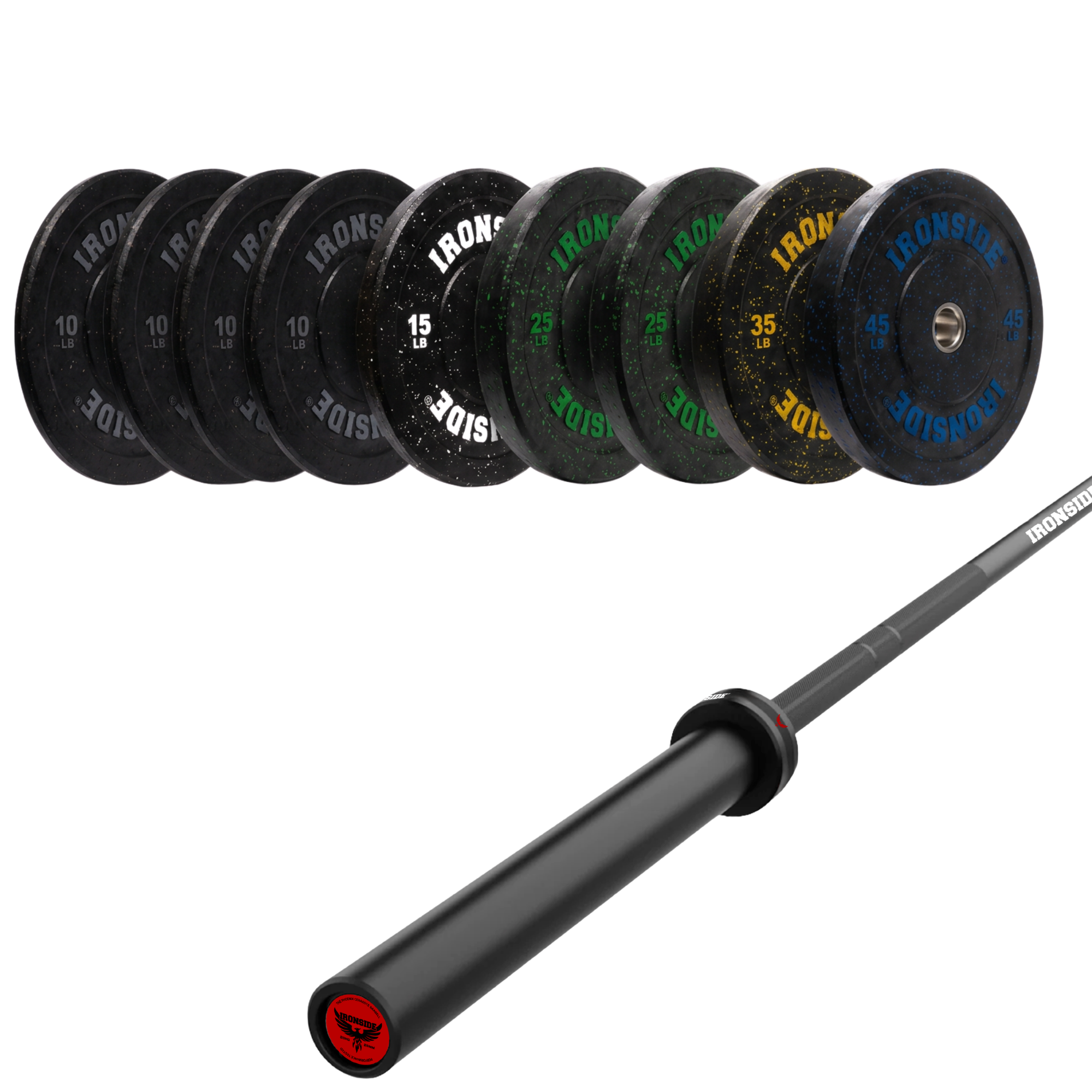 Pack IRONSIDE Barra 20 KG + Set Discos Olímpicos (LB)