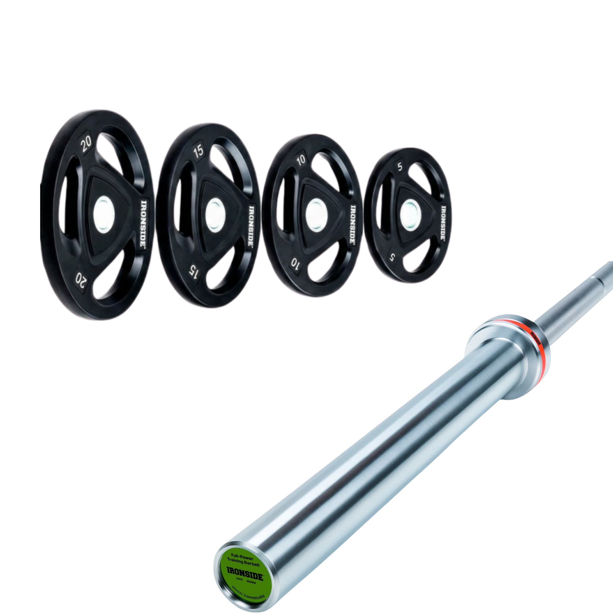 Pack IRONSIDE Barra 15 KG + Set de Discos Olímpicos (KG)