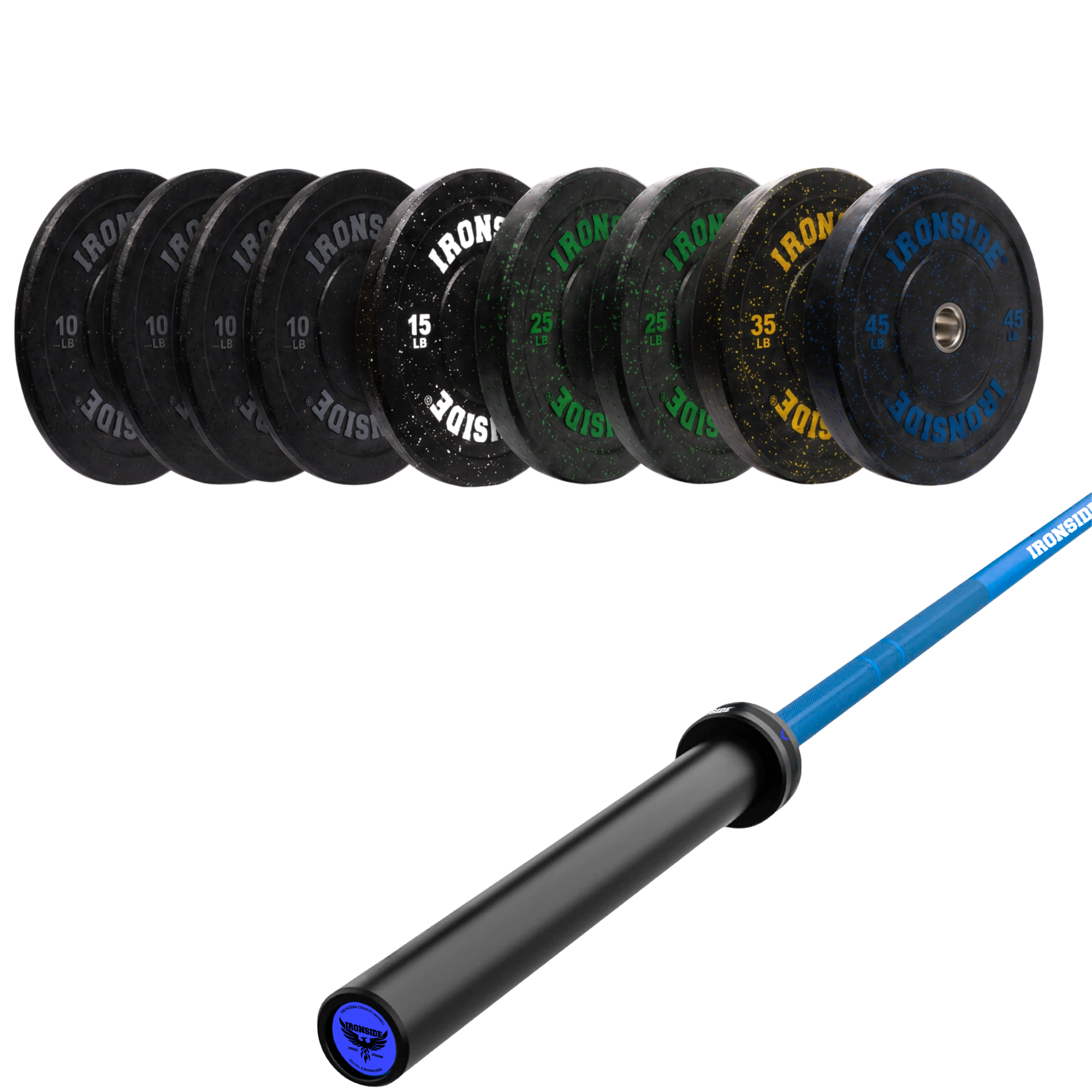 Pack IRONSIDE Barra 20 KG + Set Discos Olímpicos (LB)