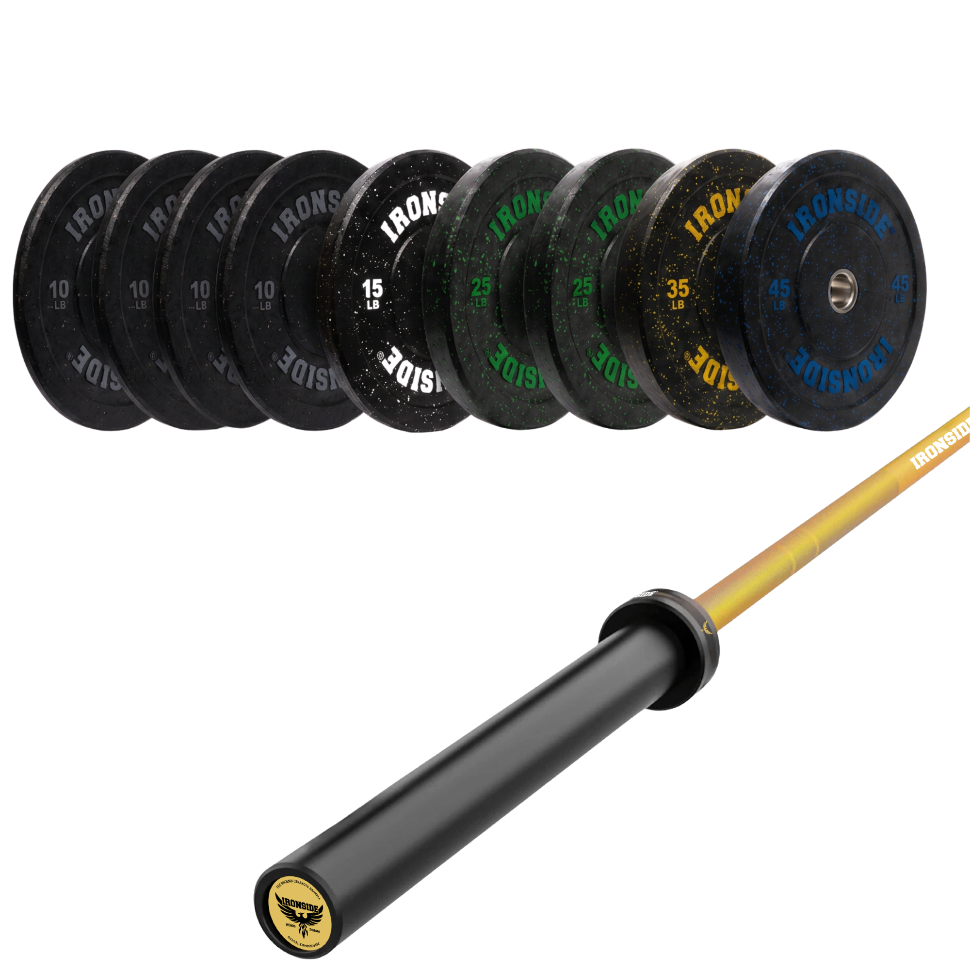 Pack IRONSIDE Barra 20 KG + Set Discos Olímpicos (LB)
