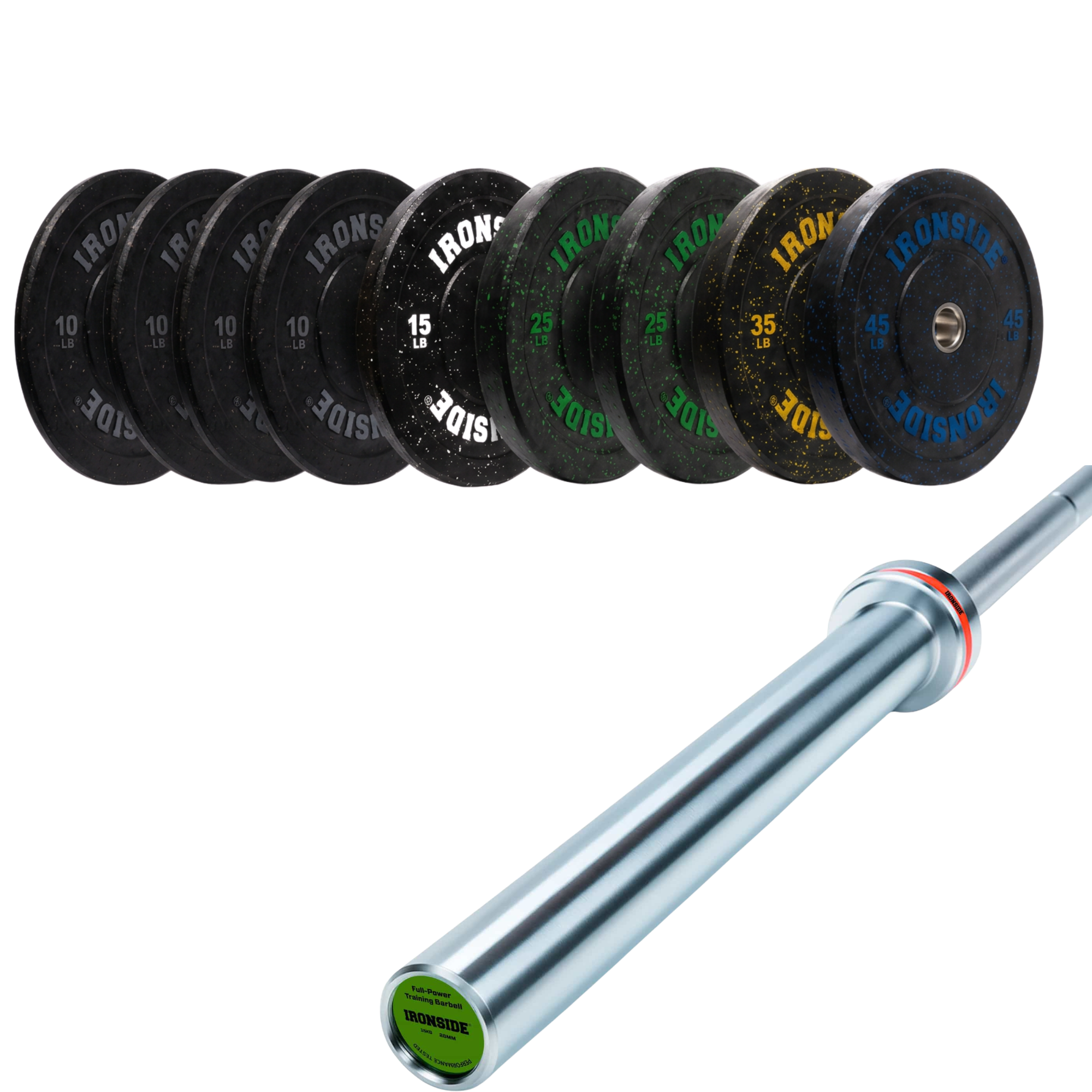 Pack IRONSIDE Barra 20 KG + Set Discos Olímpicos (LB)