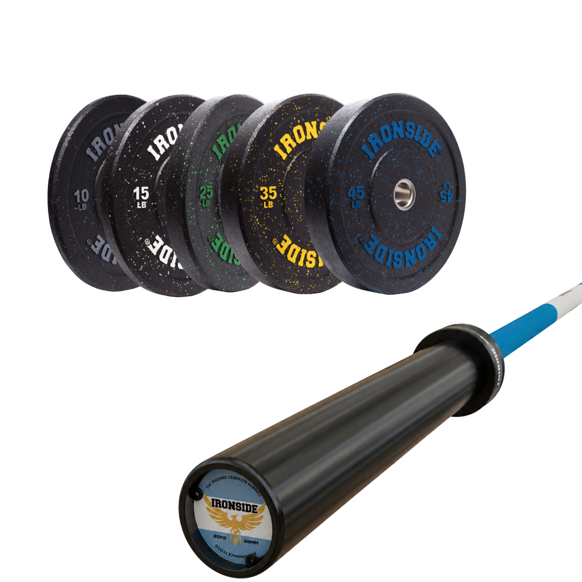 Pack IRONSIDE Barra 20 KG + Set Discos Olímpicos (LB)
