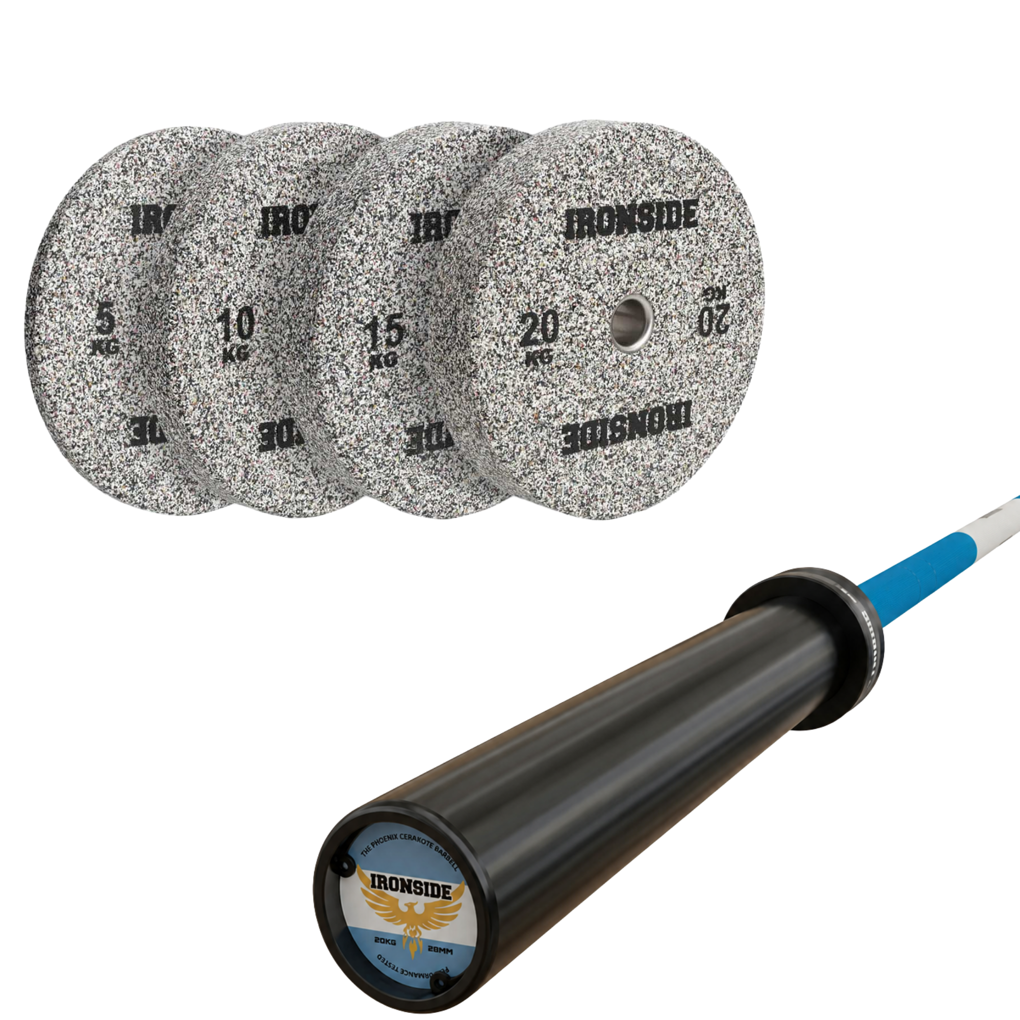 Pack IRONSIDE Barra 20 KG + Set Discos Olímpicos (KG)
