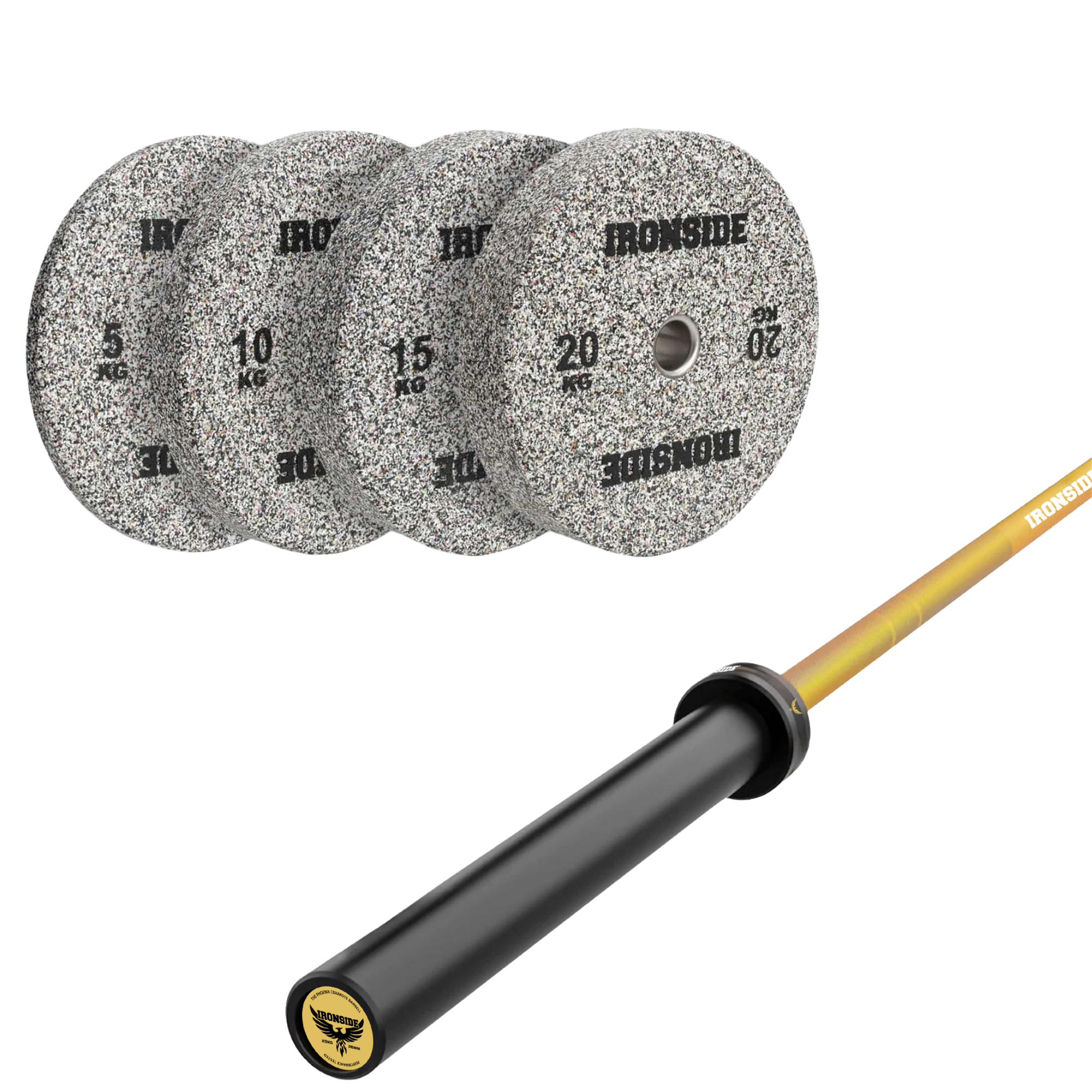 Pack IRONSIDE Barra 20 KG + Set Discos Olímpicos (KG)