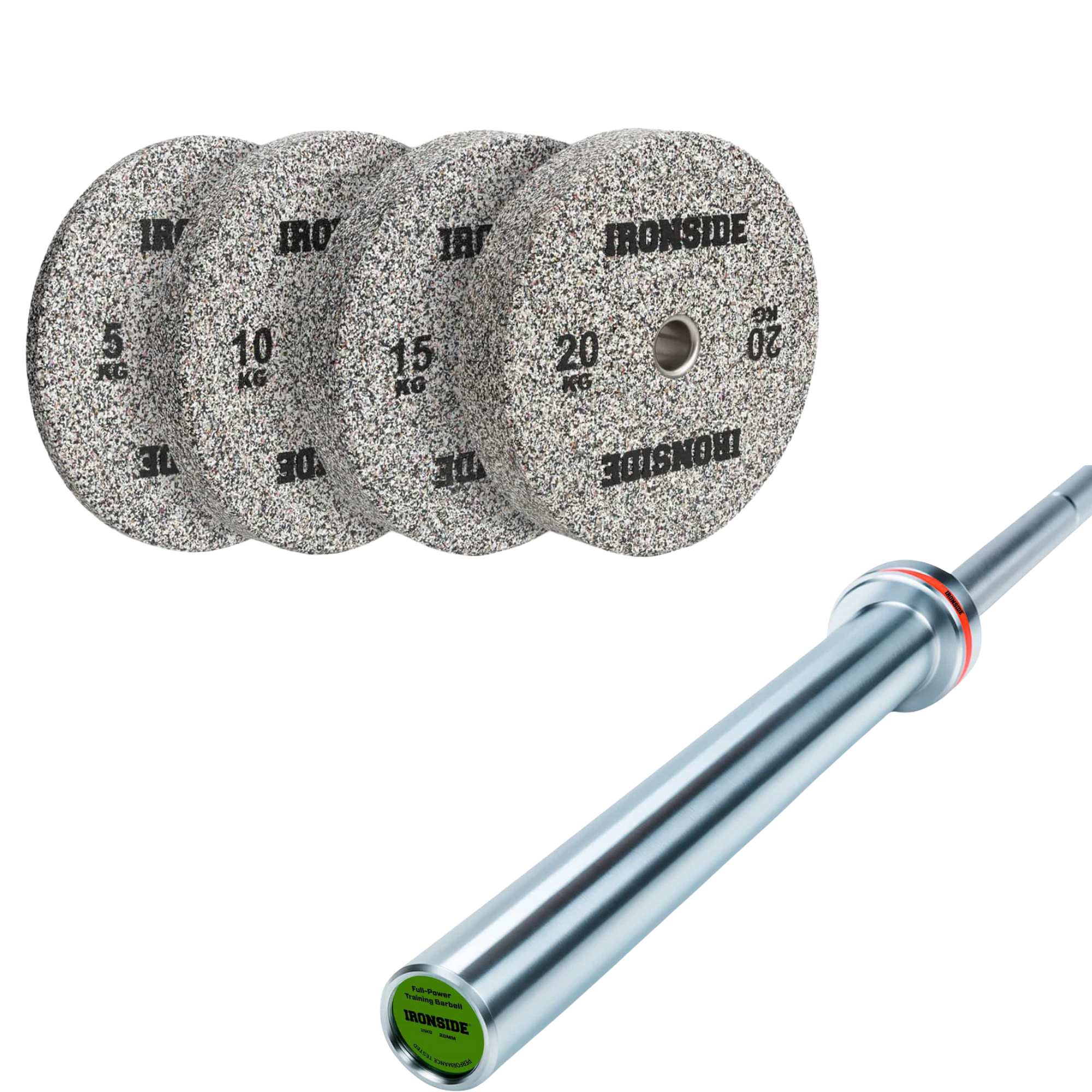 Pack IRONSIDE Barra 20 KG + Set Discos Olímpicos (KG)