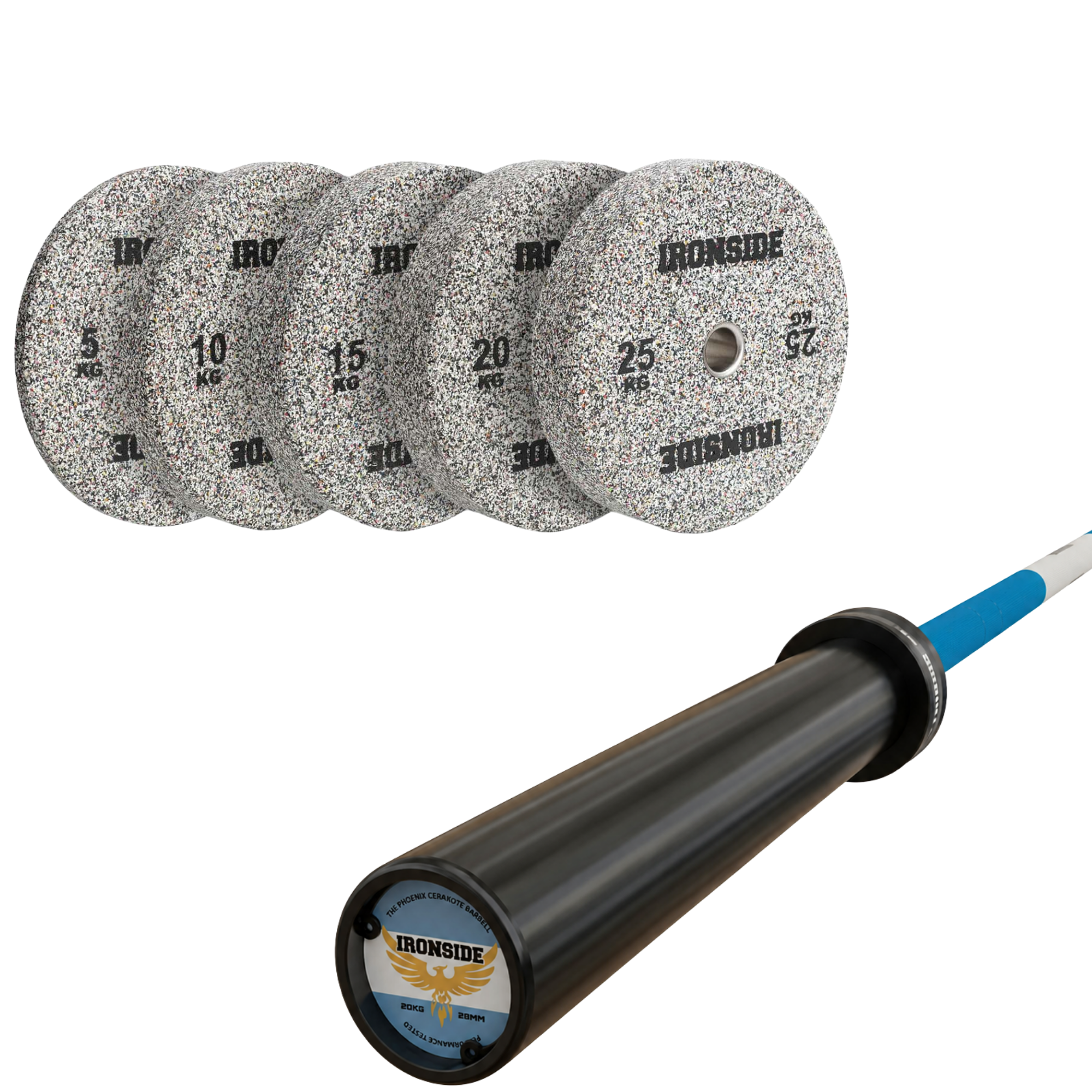 Pack IRONSIDE Barra 20 KG + Set Discos Olímpicos (KG)