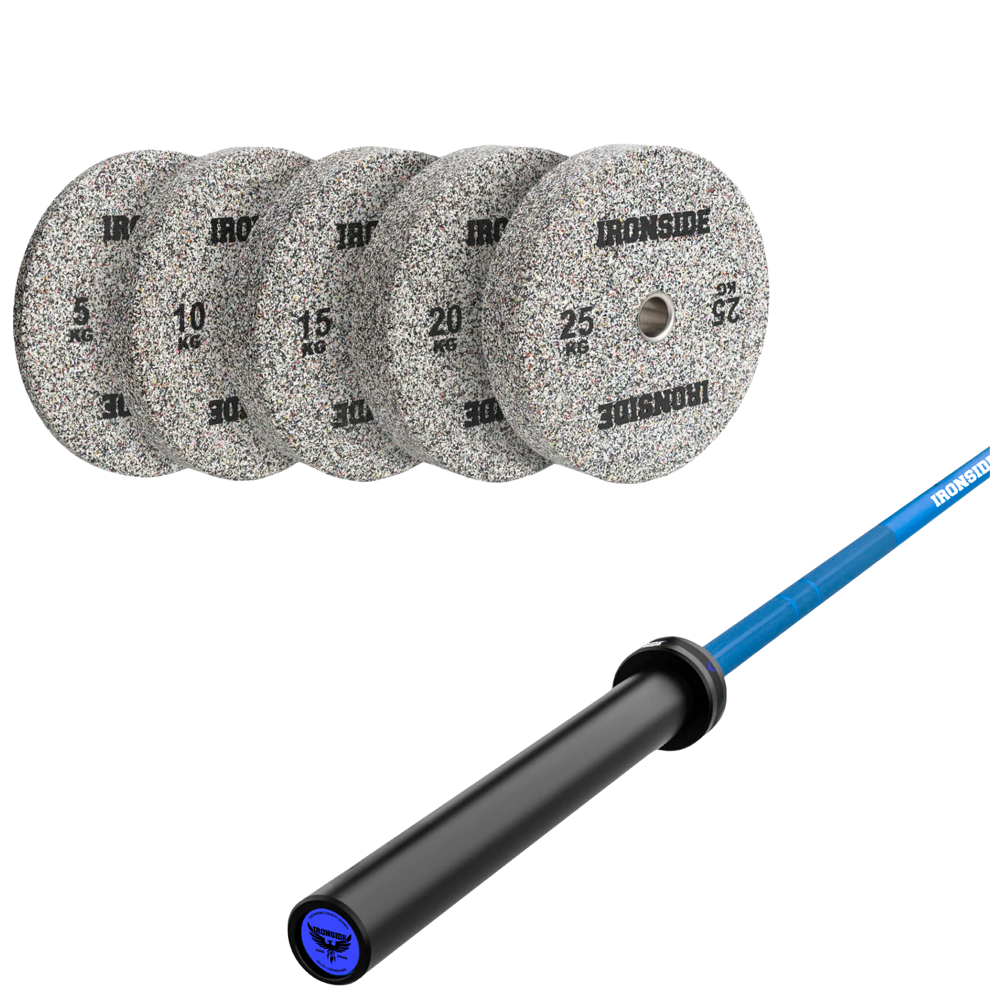 Pack IRONSIDE Barra 20 KG + Set Discos Olímpicos (KG)