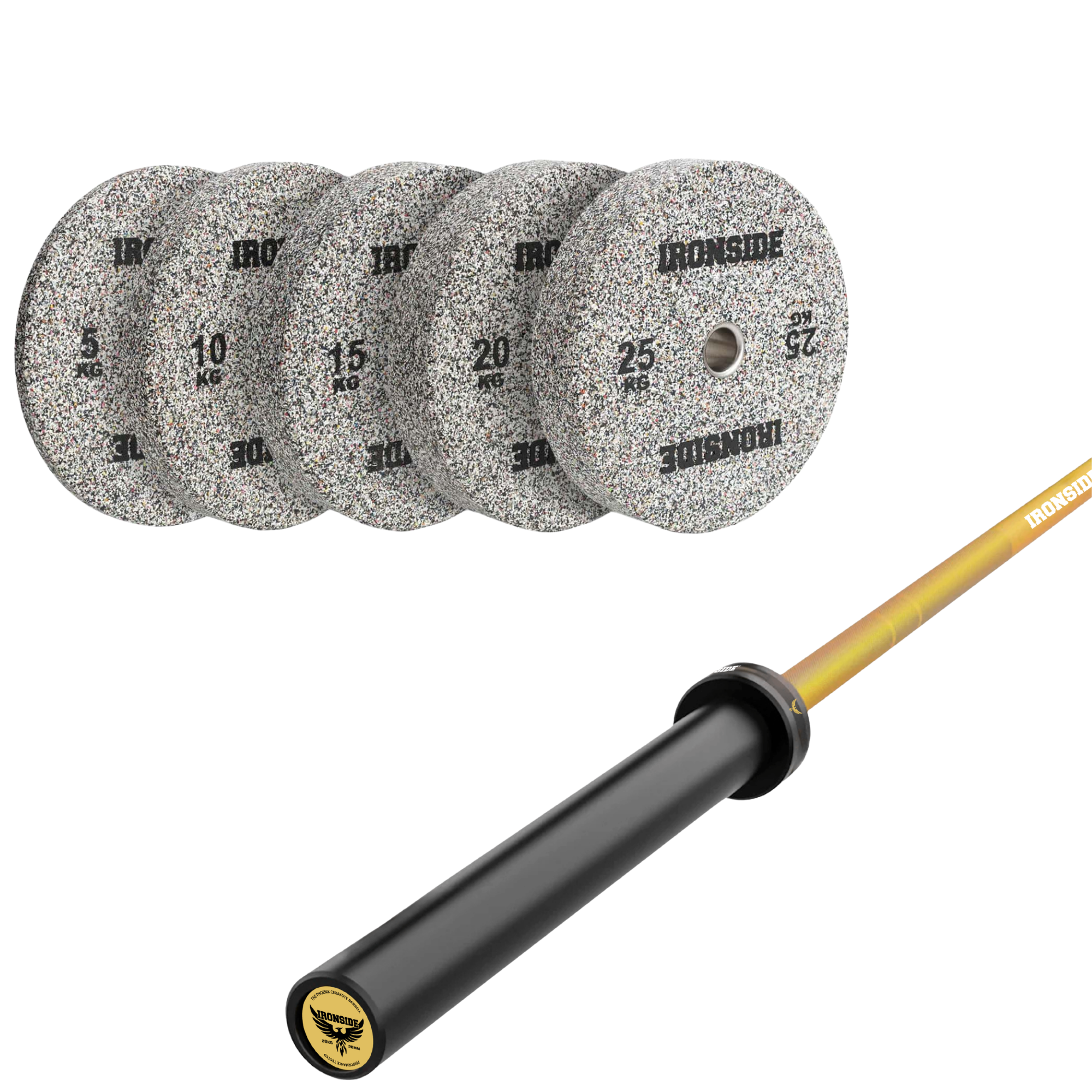Pack IRONSIDE Barra 20 KG + Set Discos Olímpicos (KG)