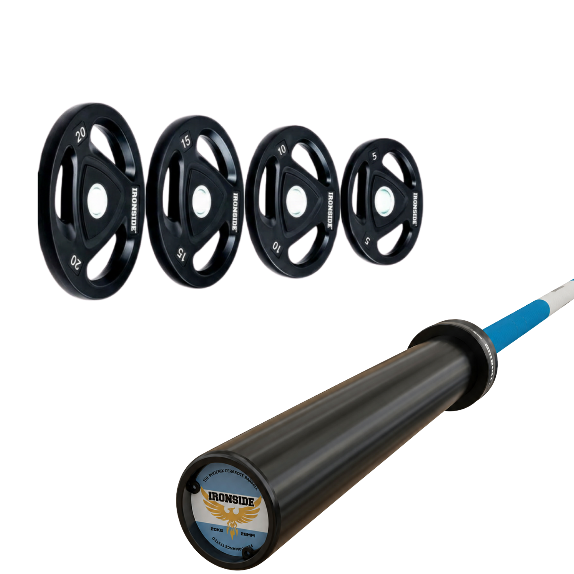 Pack IRONSIDE Barra 20 KG + Set Discos Olímpicos (KG)