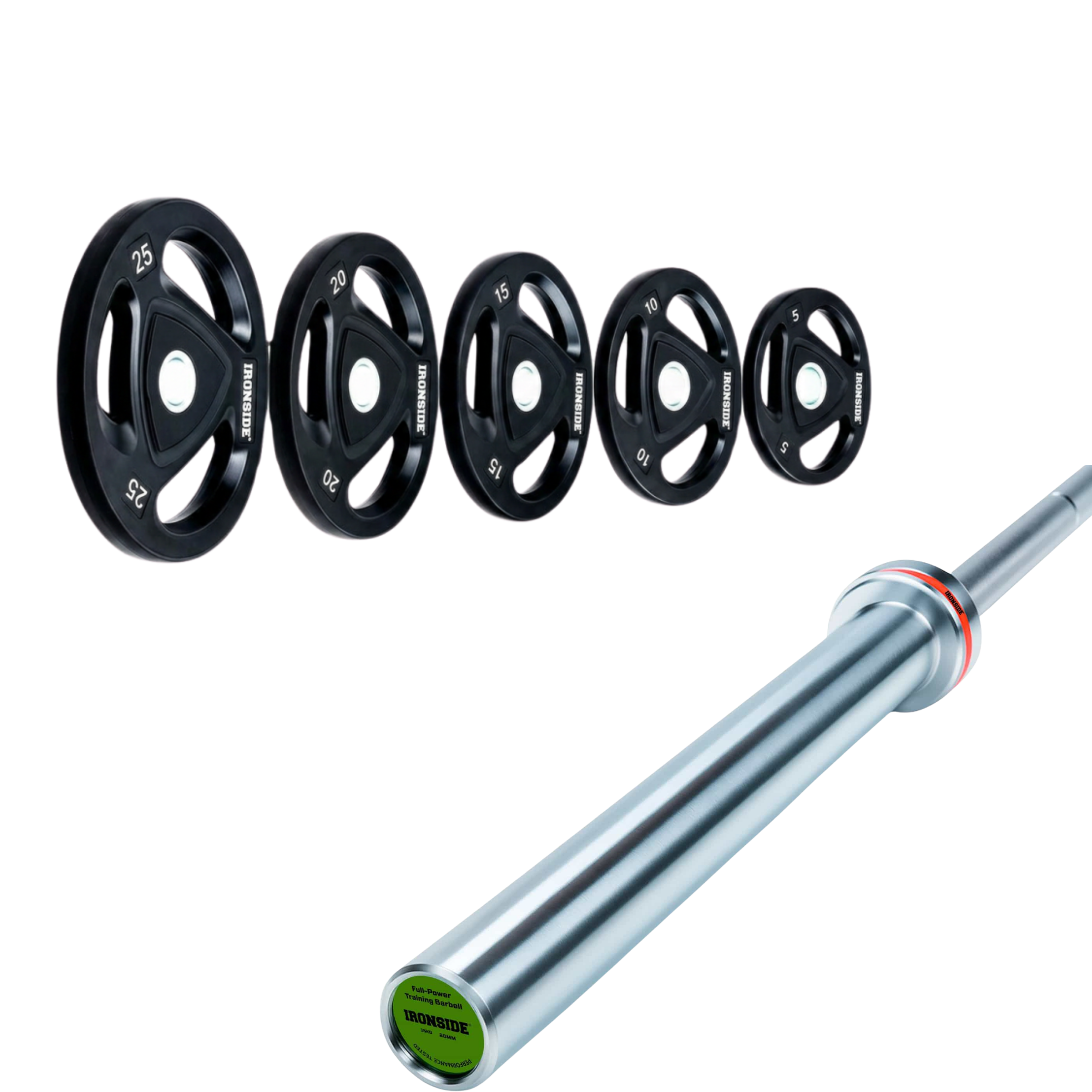 Pack IRONSIDE Barra 20 KG + Set Discos Olímpicos (KG)