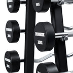 Pack IRONSIDE 10 Barras Peso Fijos PU (10 a 30 kg) + Rack de Almacenamiento
