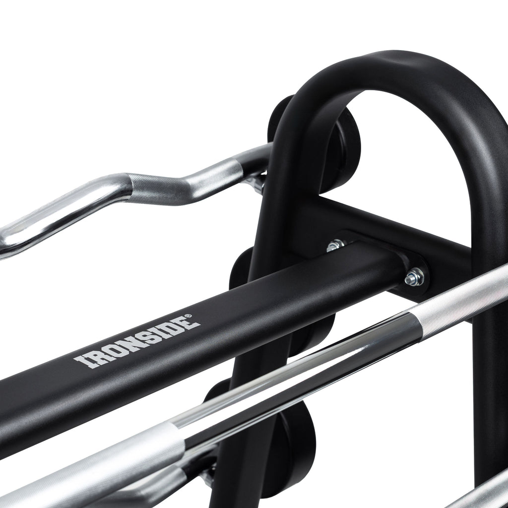 Pack IRONSIDE 10 Barras Peso Fijos PU (10 a 30 kg) + Rack de Almacenamiento