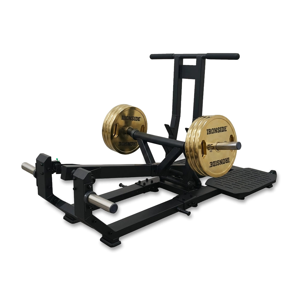 Máquina belt squat profesional que entrena piernas sin carga espinal. Diseño compacto, estable y multiuso para glúteos y fuerza segura en gimnasios.