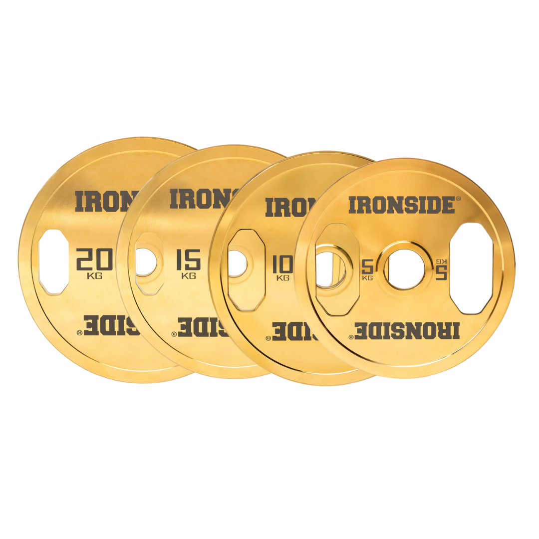 Pack IRONSIDE Barra Cerakote Gold + Set Discos Gold Chromed IRONSIDE
