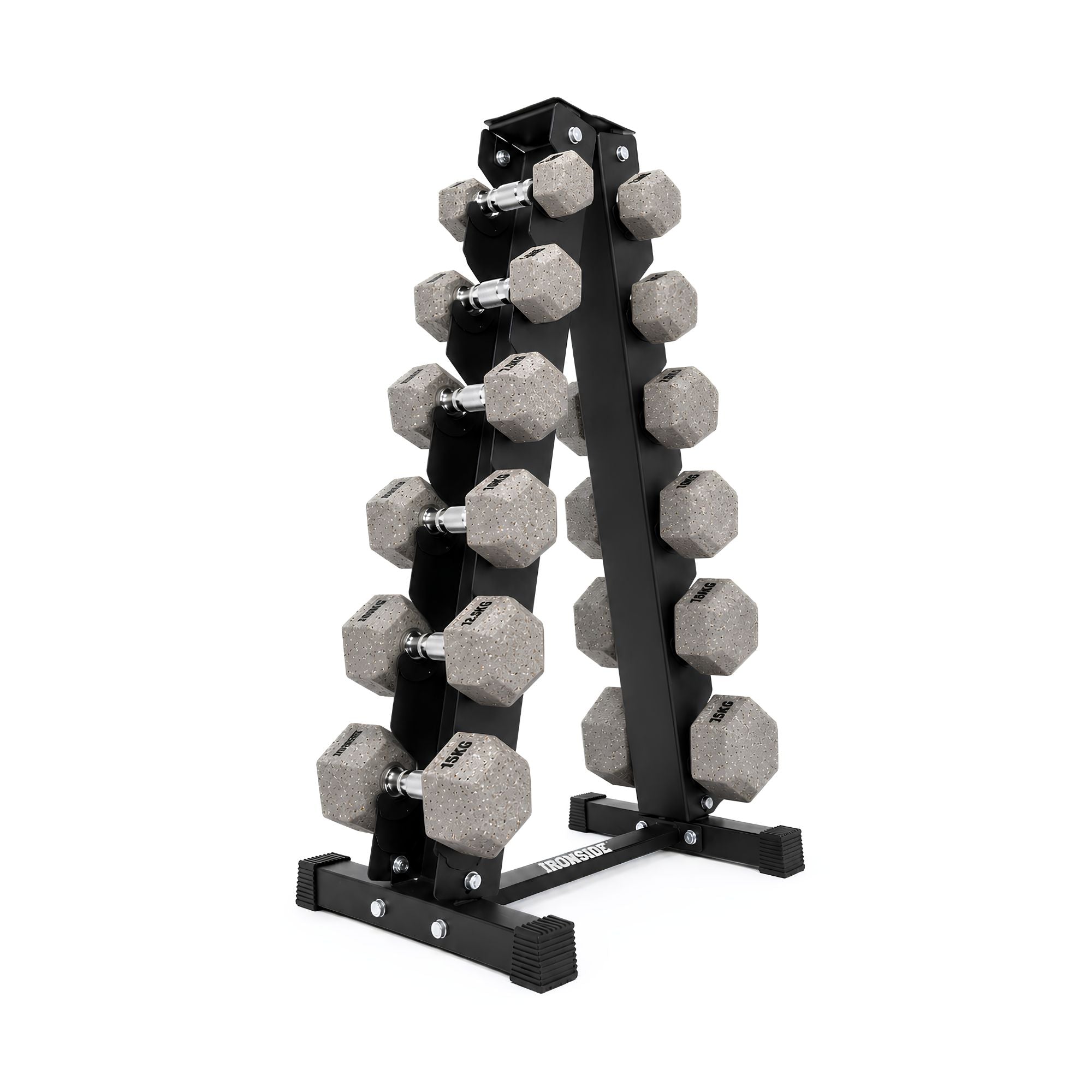 Pack IRONSIDE Mancuernas Hexagonales (KG) + Rack de Almacenamiento