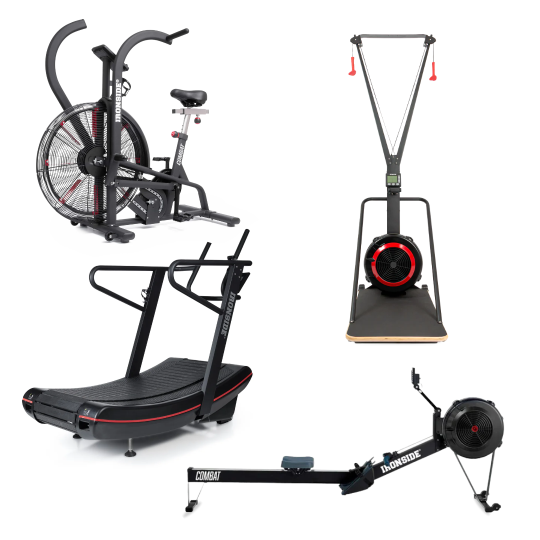 Pack IRONSIDE Combat Cinta Curva + Air Bike + Remadora + Ski Erg