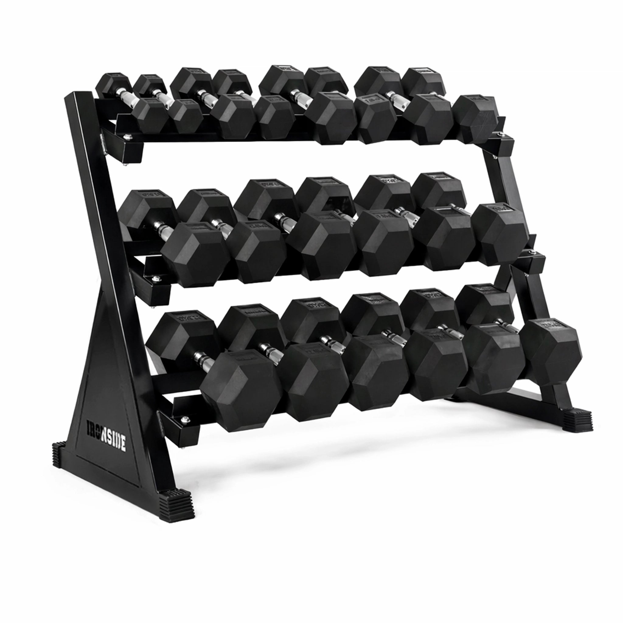 Pack IRONSIDE Mancuernas Hexagonales (KG) + Rack de Almacenamiento