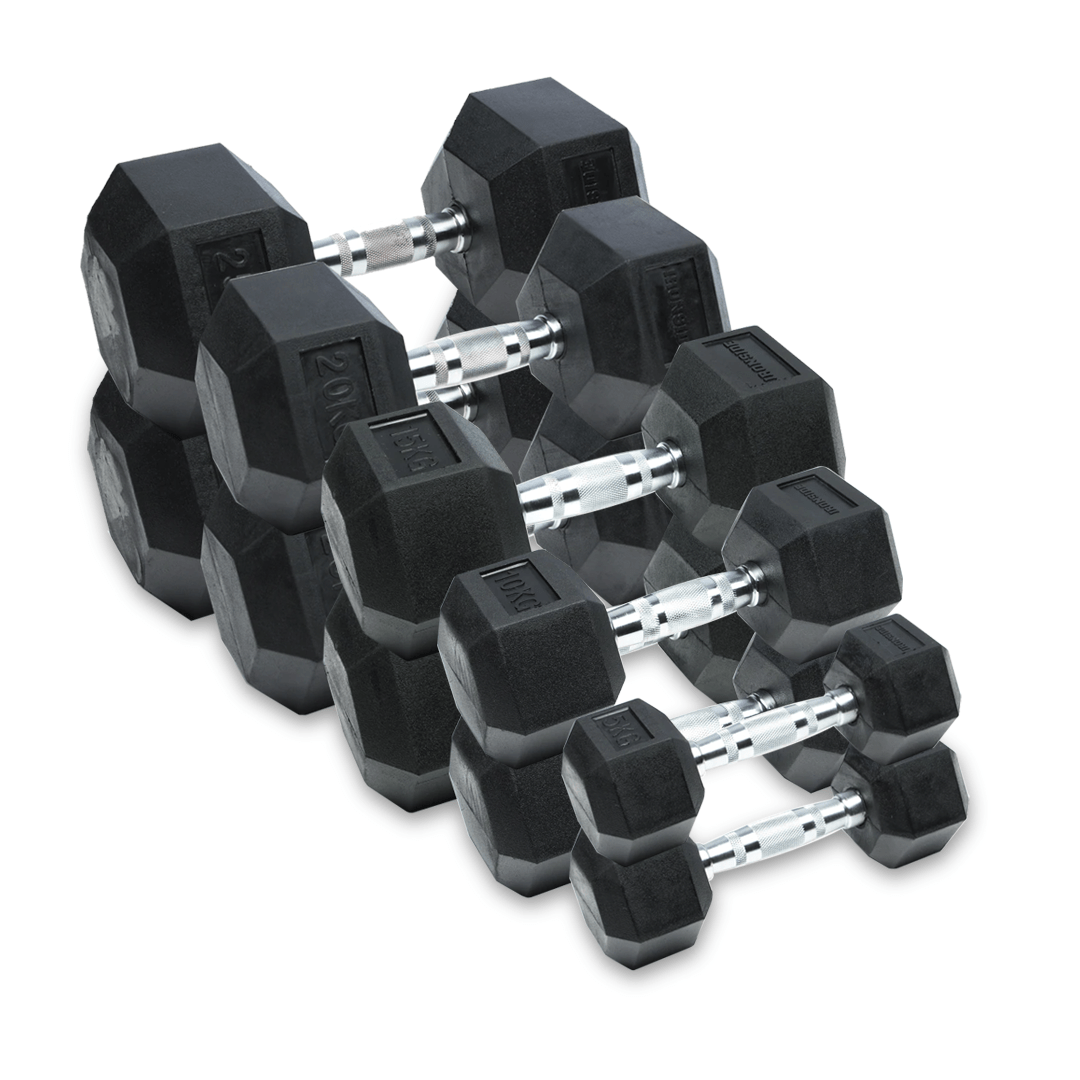 Pack 150Kg Mancuernas Hexagonales IRONSIDE (5 - 25 Kg)MANCUERNASIRONSIDEColor: Negro