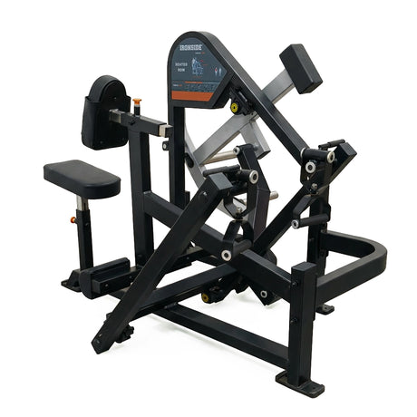 Remo sentado plate loaded con ajuste preciso y resistencia modulable, ideal para dorsales profundos, tracción controlada y uso intensivo en gimnasios.